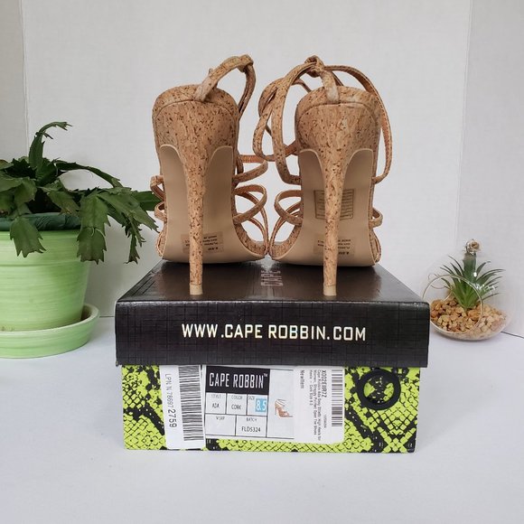 CAPE ROBBIN Ada Stiletto Heels Strappy Sandals Cork Size 6 New - Picture 8 of 11